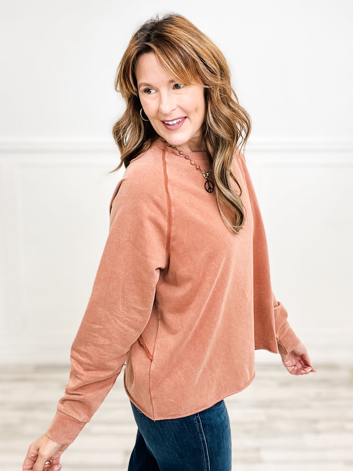 Back Strap Long Sleeve Pullover Top