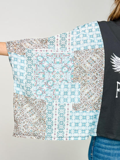 Rock & Roll World Tour Vintage Graphic Kantha Top