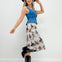 Western Cowboy Print Lined Mesh Midi Skirt