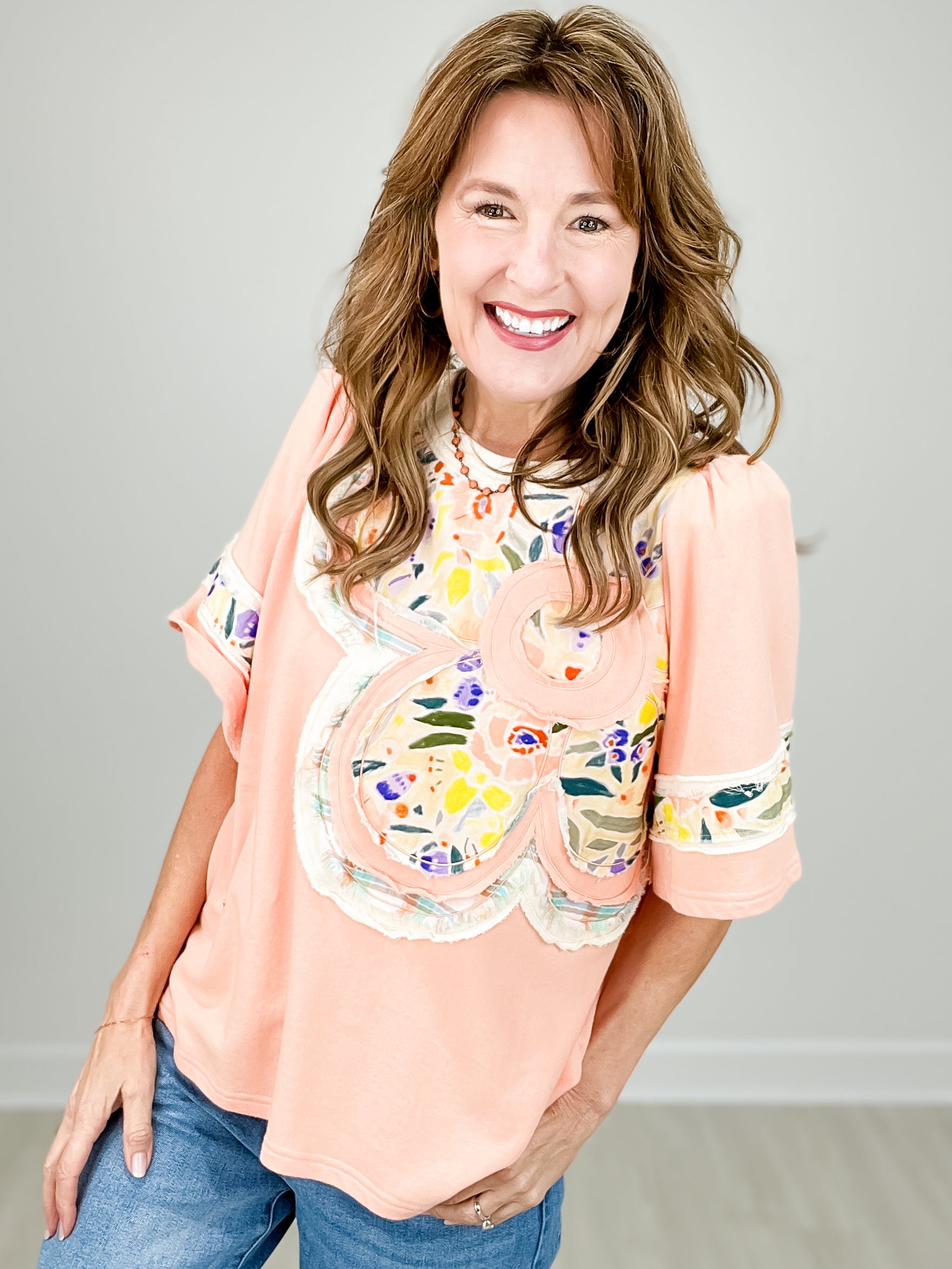 Flower Patch Soft Washed Terry Knit Top