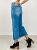 Mid Rise Straight Raw Hem Denim Pants