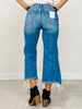 Mid Rise Straight Raw Hem Denim Pants