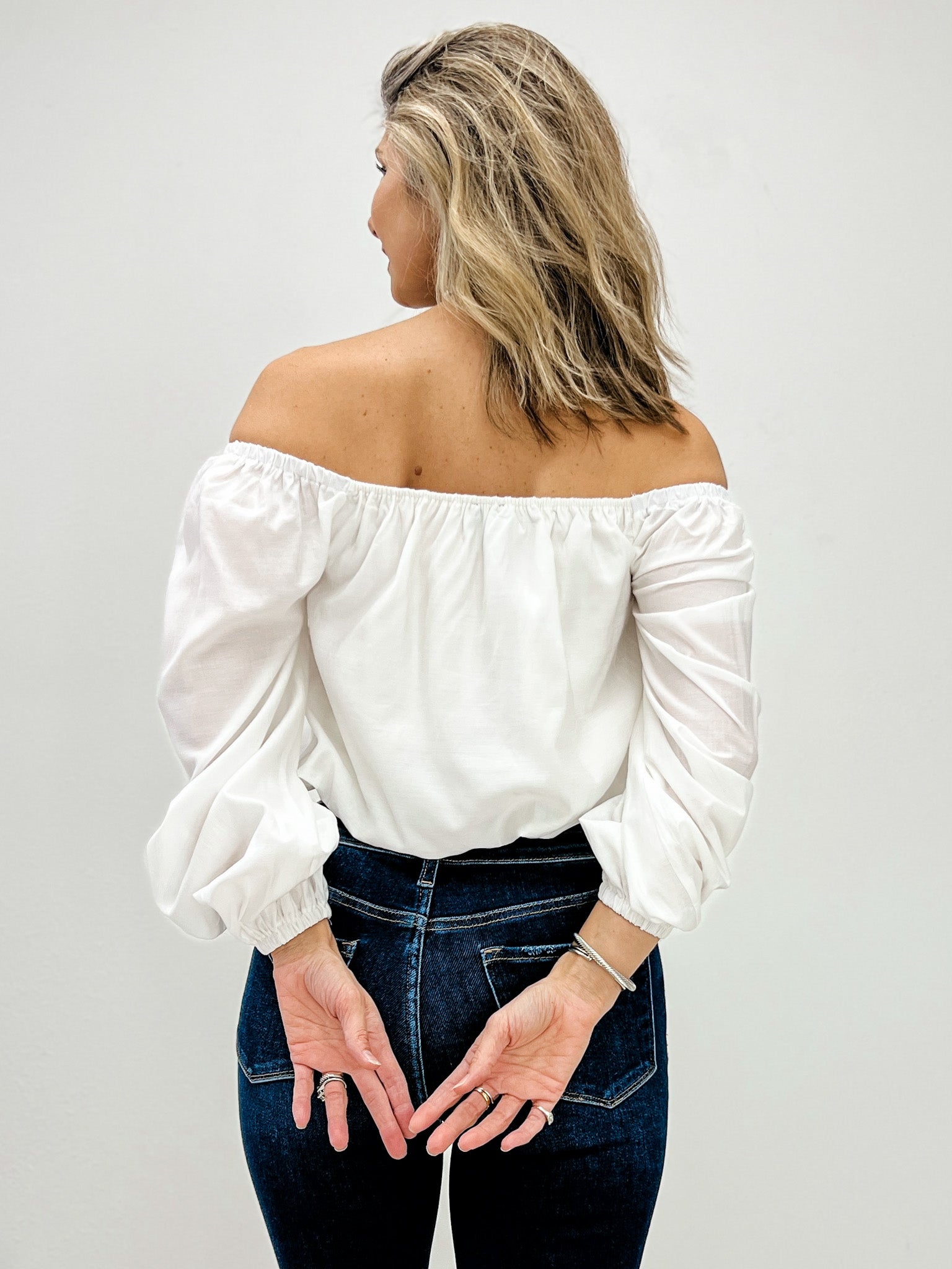 White Lace Ruffle Square-neck Blouse