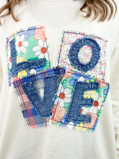Love Patch Ribbed Knit Mineral Washed Top