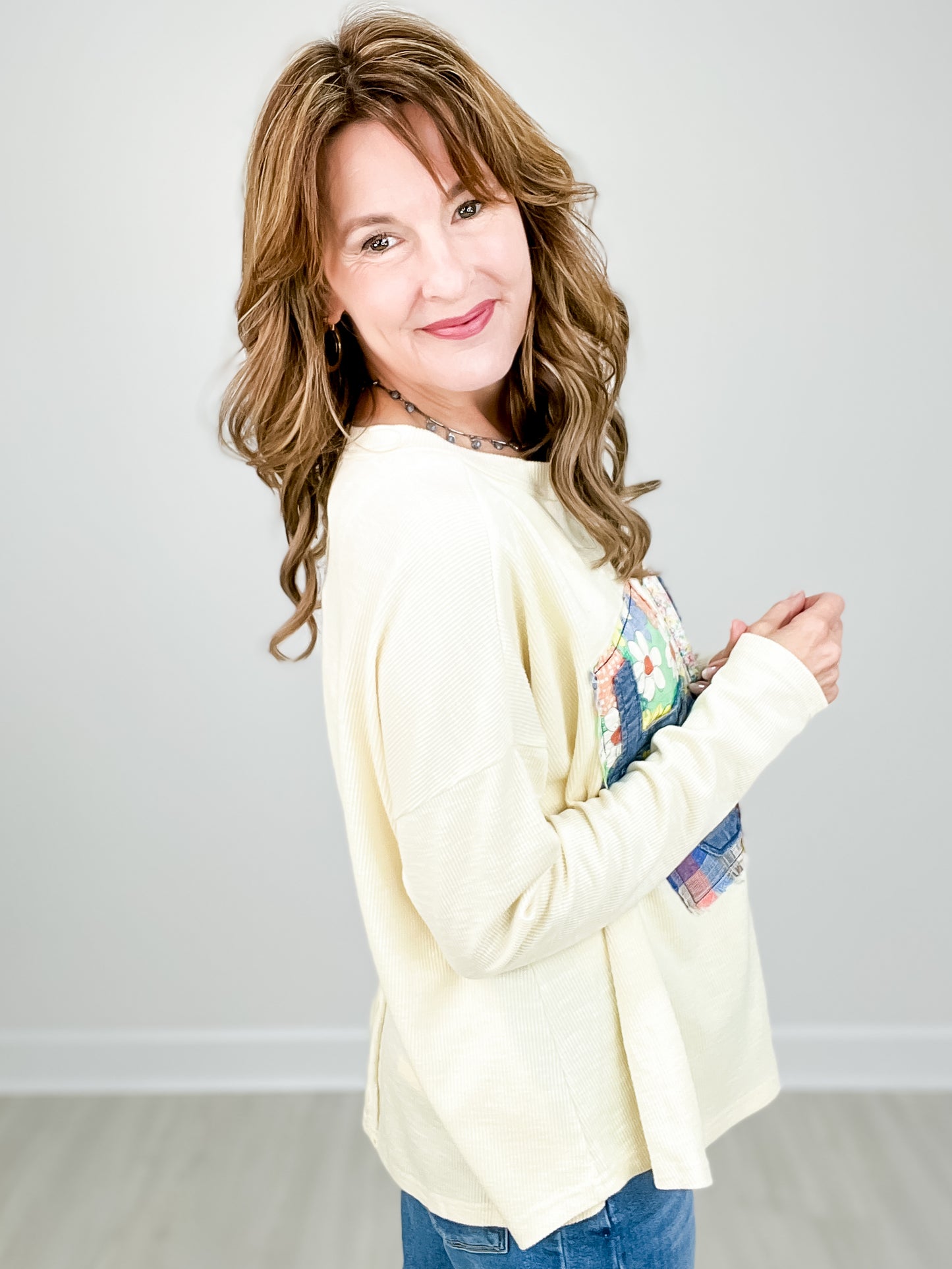 Love Patch Ribbed Knit Mineral Washed Top