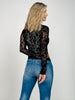 Long Sleeve Velvet Lace Top Black