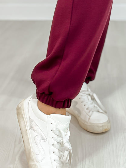 Scuba Quarter Zip Hoodie Jacket with Matching Pants in WINE