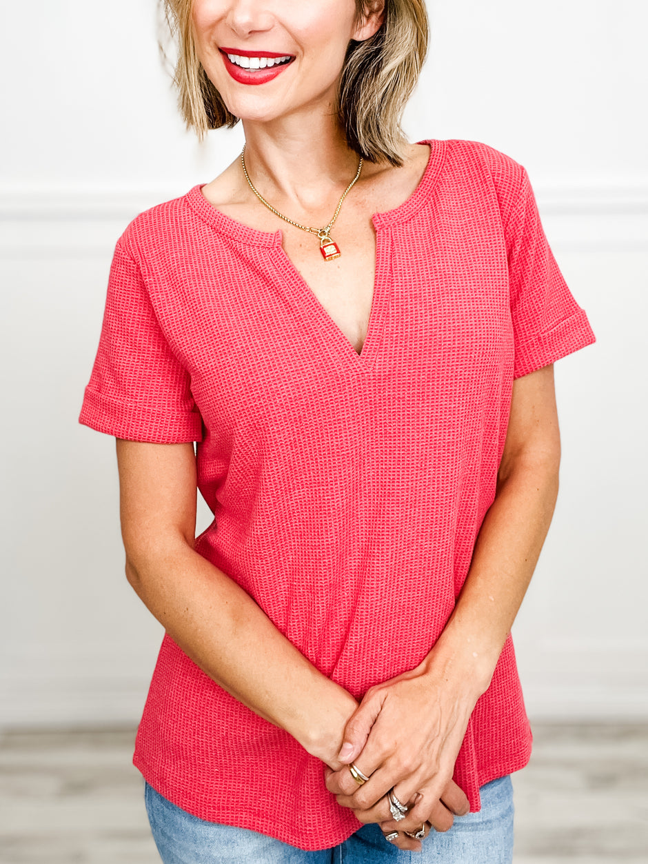 Melage Baby Waffle V-Neckline Short Sleeve Top - Group B