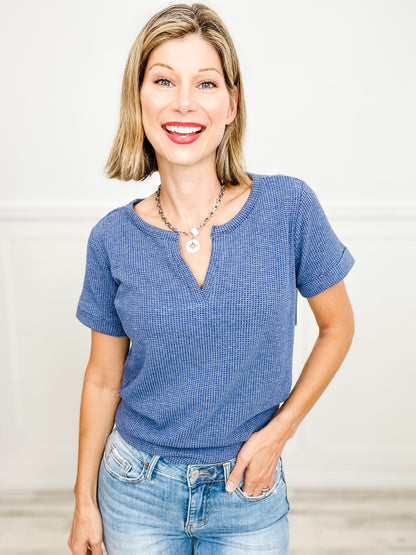 Melage Baby Waffle V-Neckline Short Sleeve Top - Group B