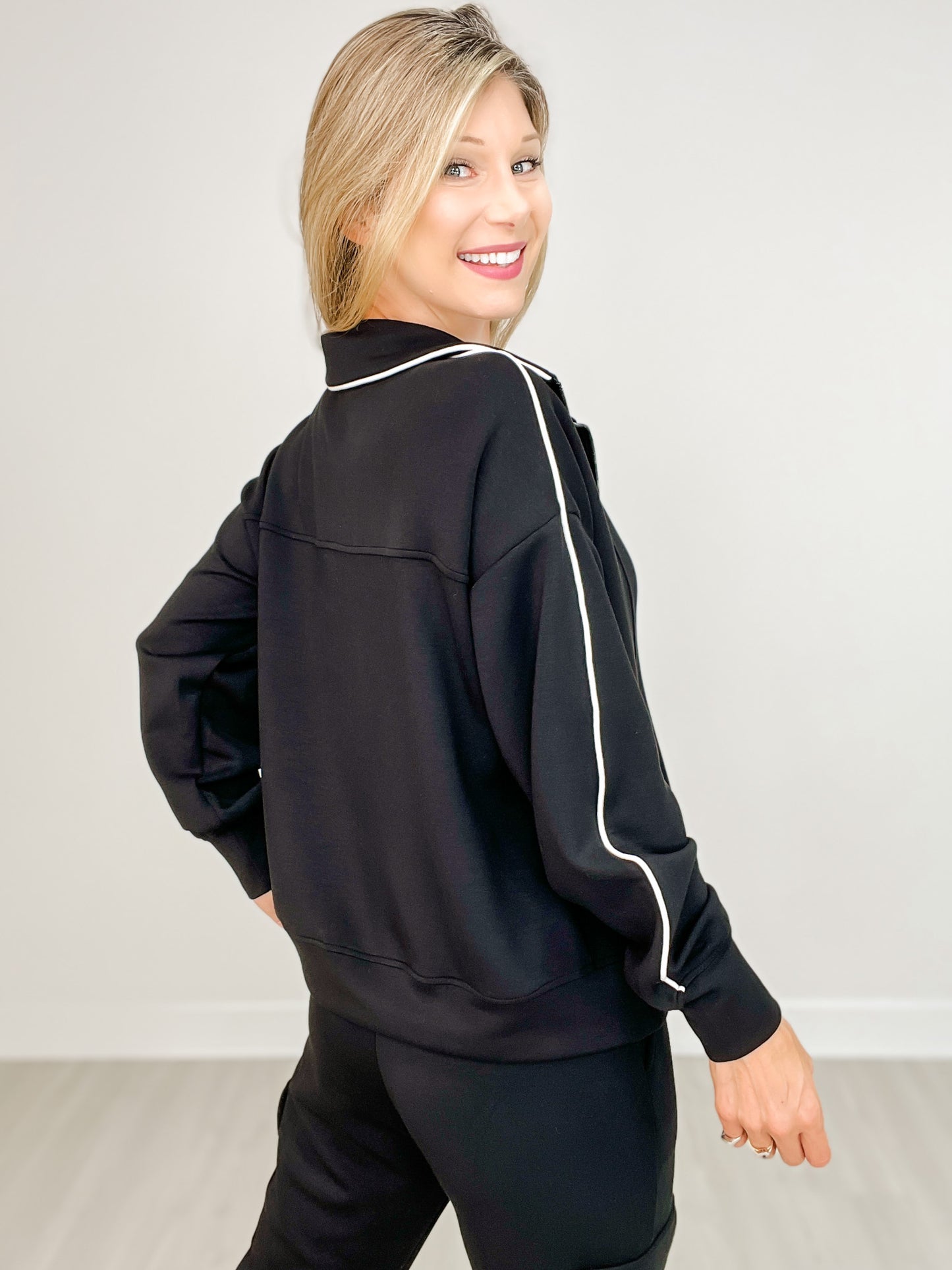 Modal Scuba Piping Quarter Zip Pullover