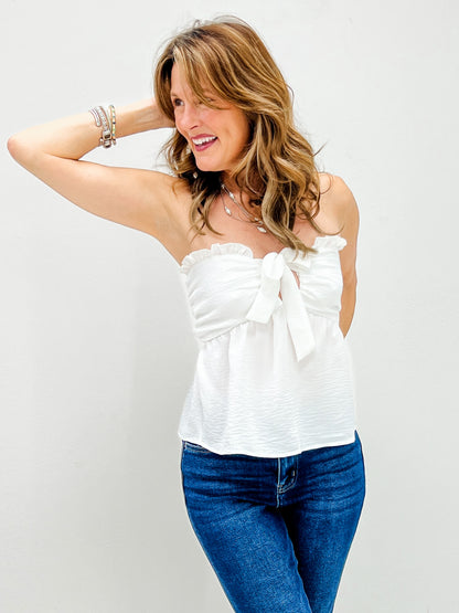 Ruffle Tie-Front Airflow Tube Top