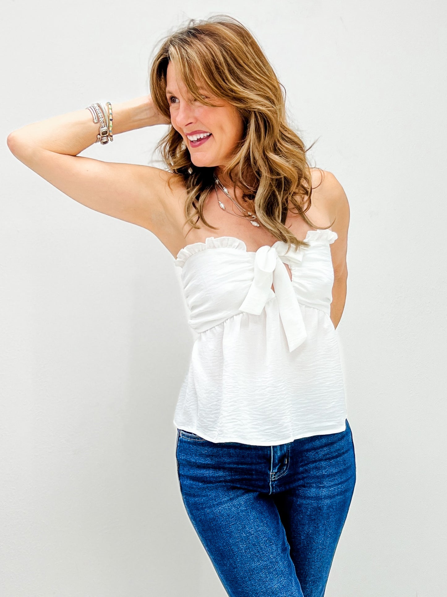 Ruffle Tie-Front Airflow Tube Top