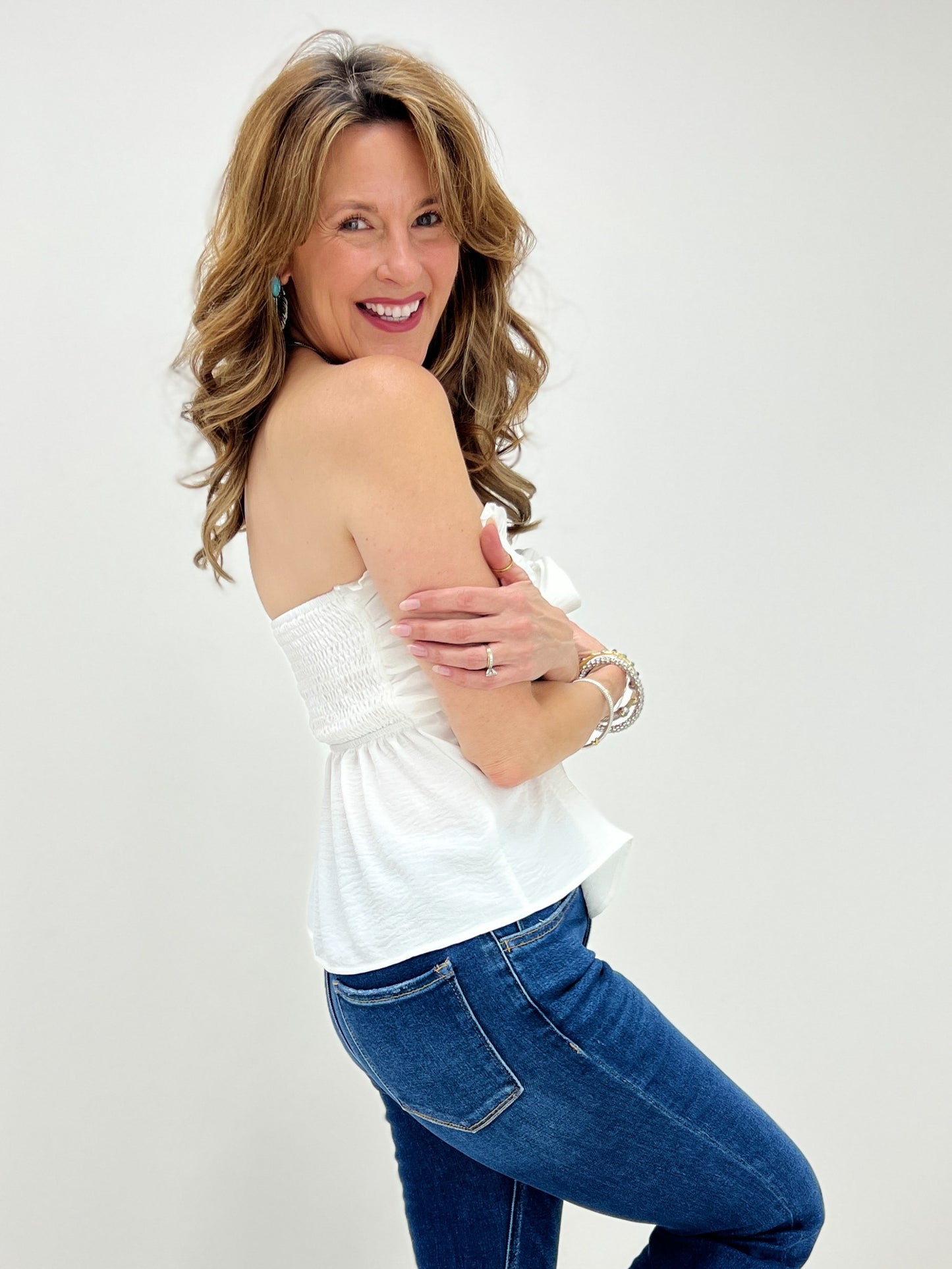 Ruffle Tie-Front Airflow Tube Top