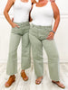 Vervet High Rise Wide Ankle Jeans in Desert Sage