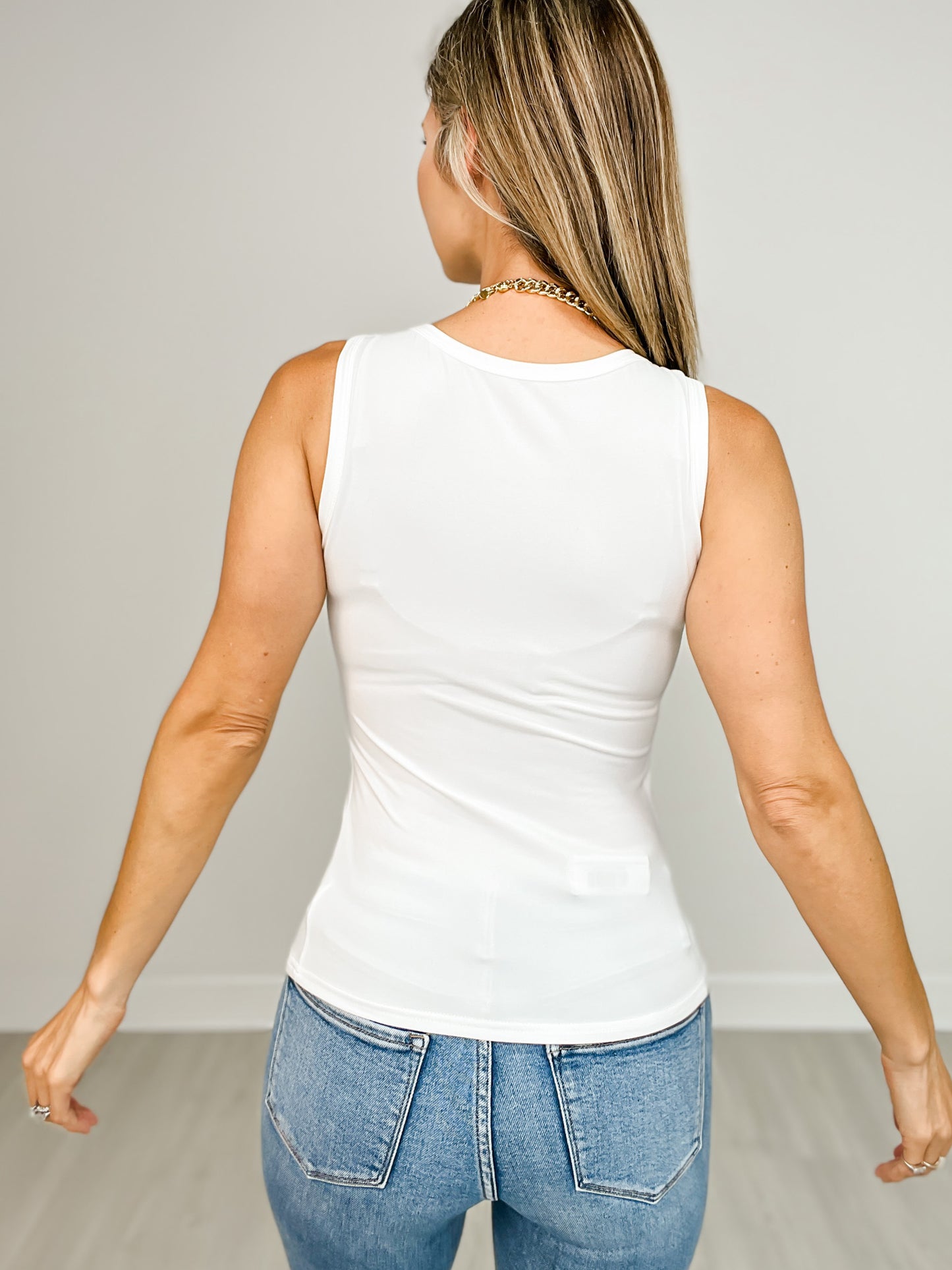 Solid Floral Embellished Tank Top