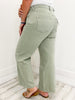 Vervet High Rise Wide Ankle Jeans in Desert Sage