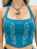 Teal Boot Stitch Embroidered Corset Top