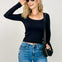 Long Sleeve Ribbed Scoop Neck Top