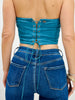 Teal Boot Stitch Embroidered Corset Top