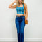Teal Boot Stitch Embroidered Corset Top