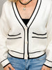 Button Front Cardigan Top with Contrast Color Lining