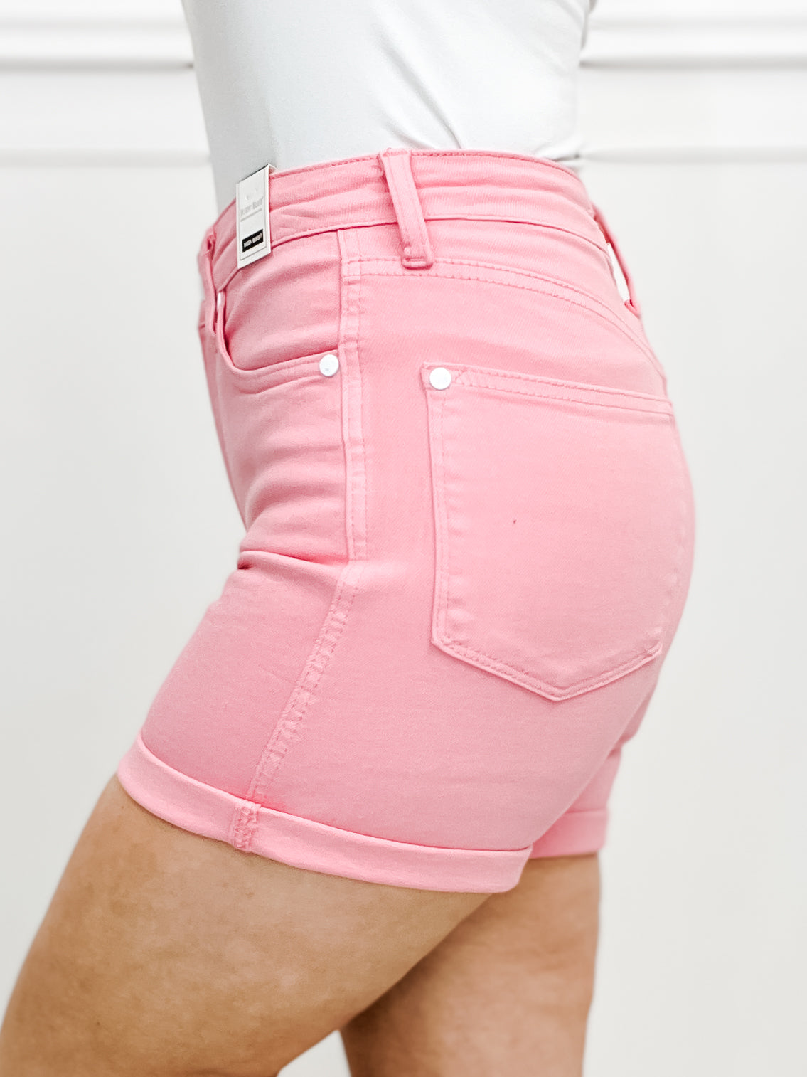 Judy Blue Hi-Rise Tummy Control Pink Garment Dyed Shorts
