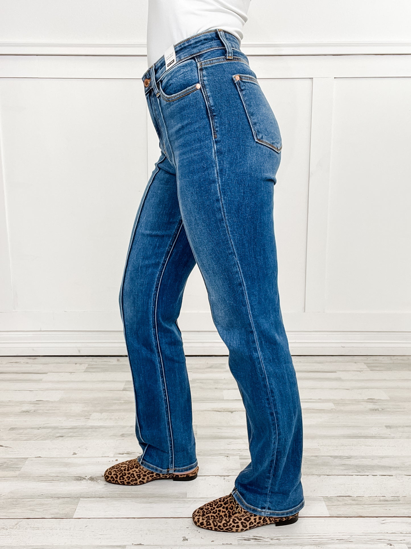 Judy Blue BETTER THAN REVENGE Hi-Rise Seam Detail and Cuffed Straight Jeans