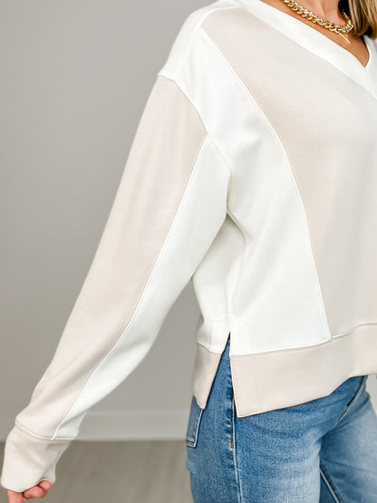 Long Sleeve Solid Knit V-Neck Pullover