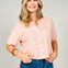 Textured Knit Button Down Short Sleeve Cardigan