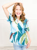 Wrinkle-Free Printed Top with Wrap Detail