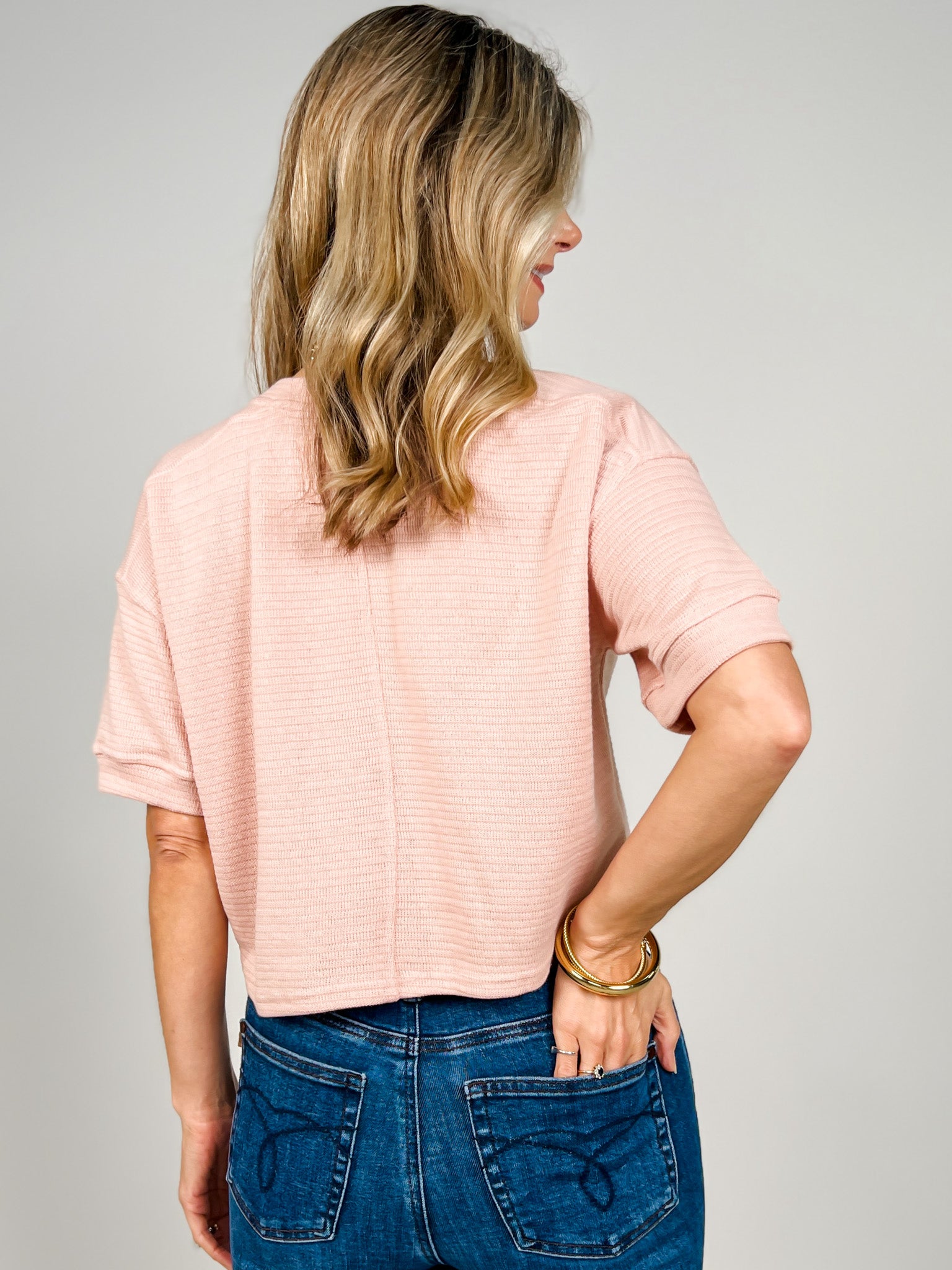 Textured Knit Button Down Short Sleeve Cardigan