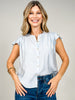 Ruched Shoulder Ruffle Sleeve Button Down Top