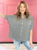 Short Sleeve Dolman Style Button Up Top