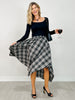 Plaid Unevenhem Midi Skirt