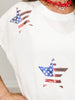 Short Sleeve Knit Top with Sequin Star Flag Detail