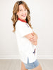 Short Sleeve Knit Top with Sequin Star Flag Detail