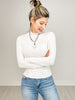 Mock Neck Ribbed Long Sleeve Solid Knit Top
