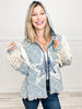 Roomy Fit Star Jacquard Patch Zip Up Hoodie Jacket