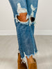 High Rise Distressed Crop Straight Rigid Jeans