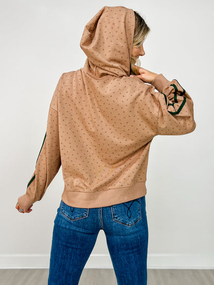 Long Sleeve Floral Print Knit Hoodie