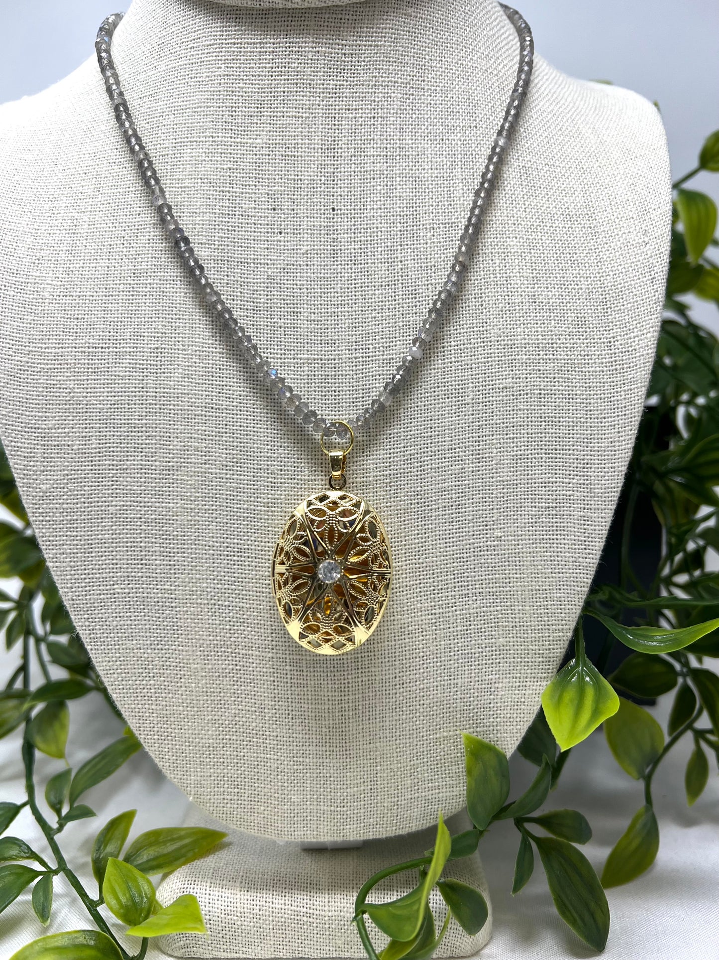 Crystal Locket Bead Necklace