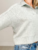 Long Sleeve Solid Knit V-Neck Collared Top