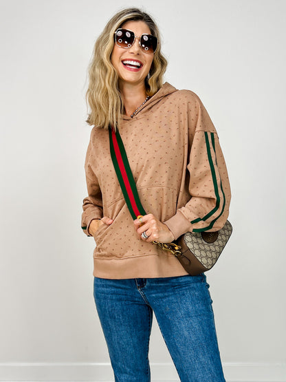 Long Sleeve Floral Print Knit Hoodie