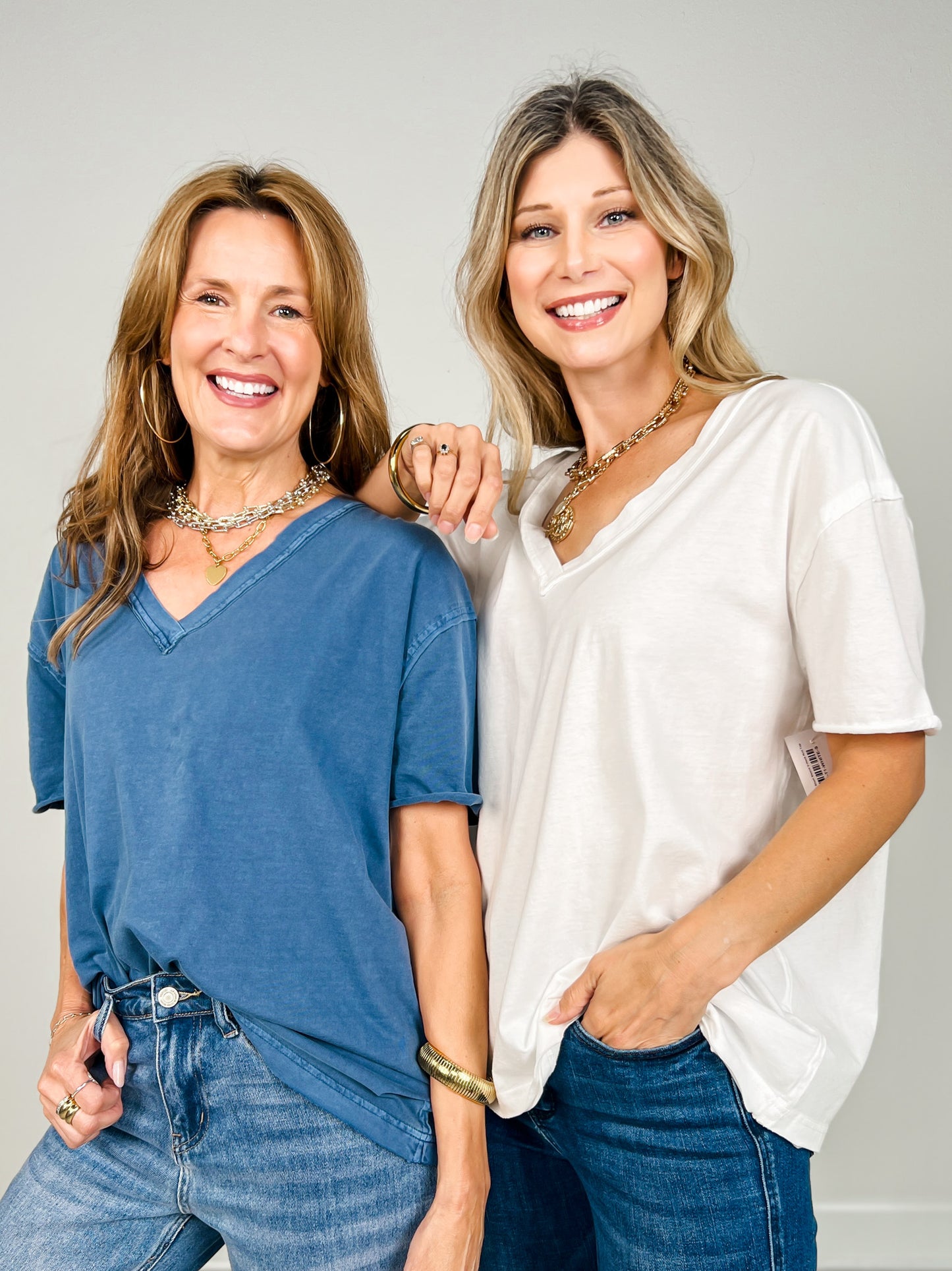 Washed Relaxed Short Sleeve V-Neck Knit Top