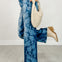 Daisy Digital Laser Print Stretch Wide Leg Jeans