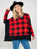 Long Sleeve V-Neck Check Knit Top
