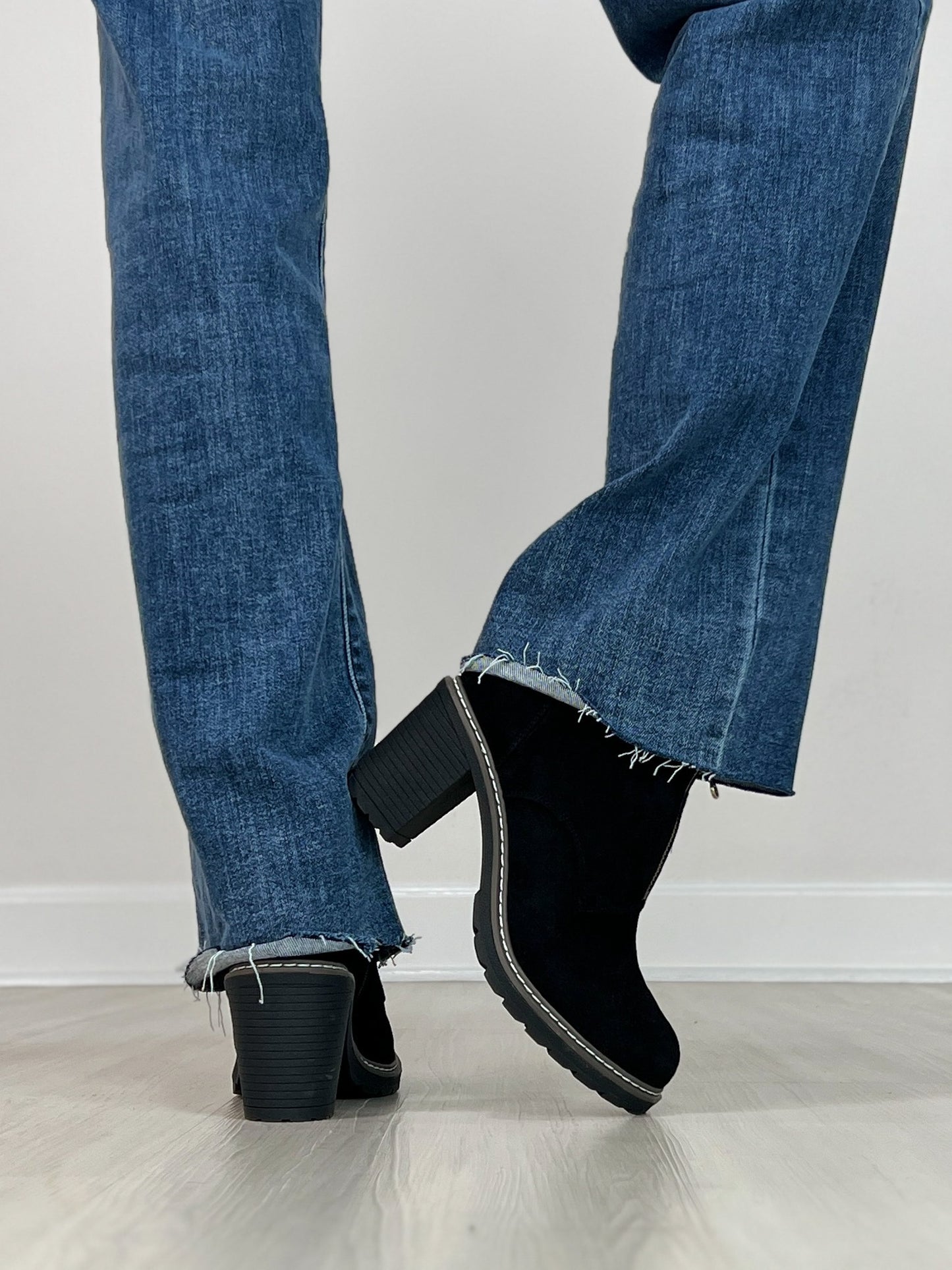 Corkys Graham Cracker Booties in BLACK FAUX SUEDE