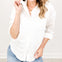Pinstripe Collared Long Sleeve Button-Down Top