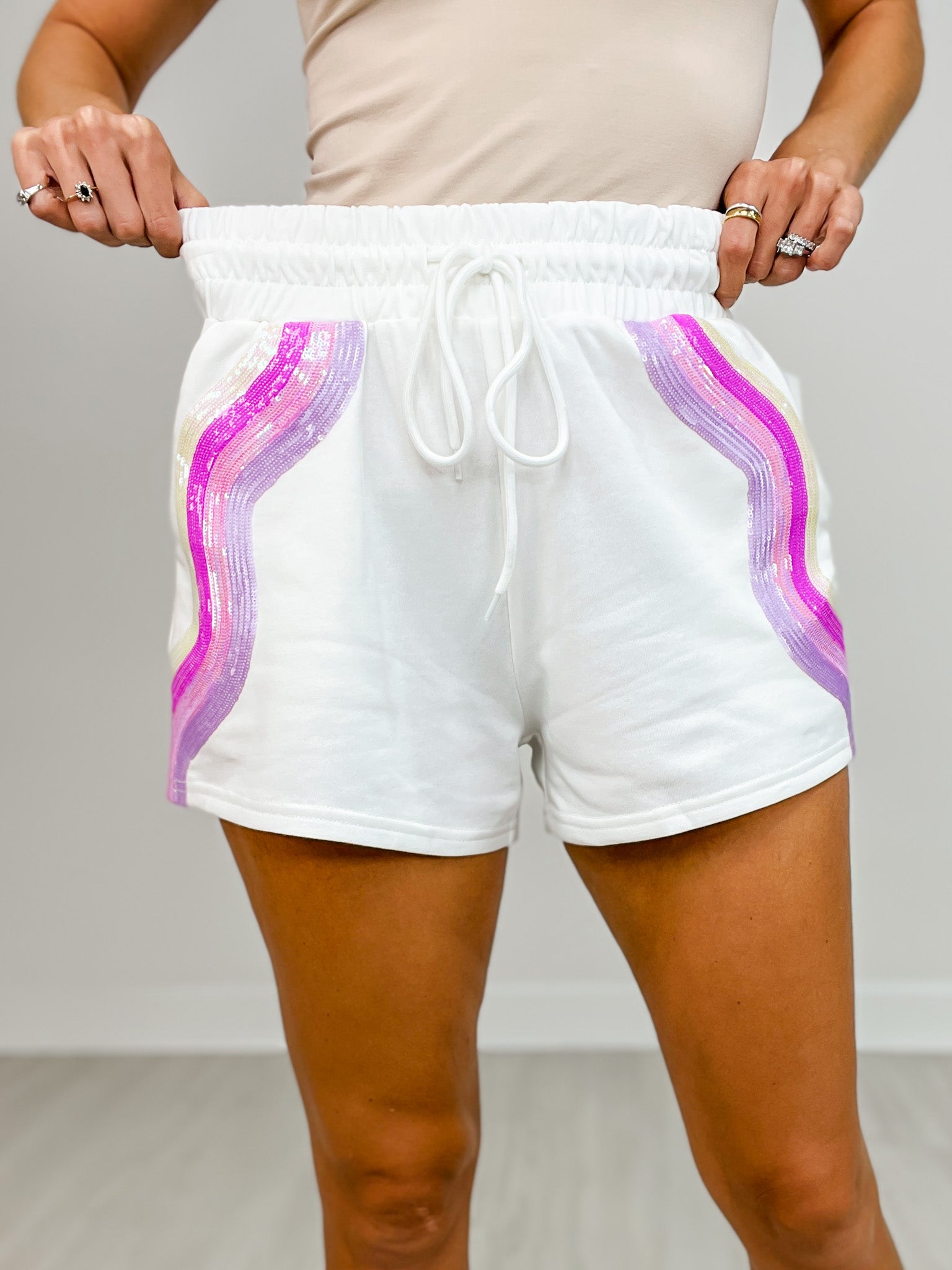 High Waisted Solid Knit Shorts