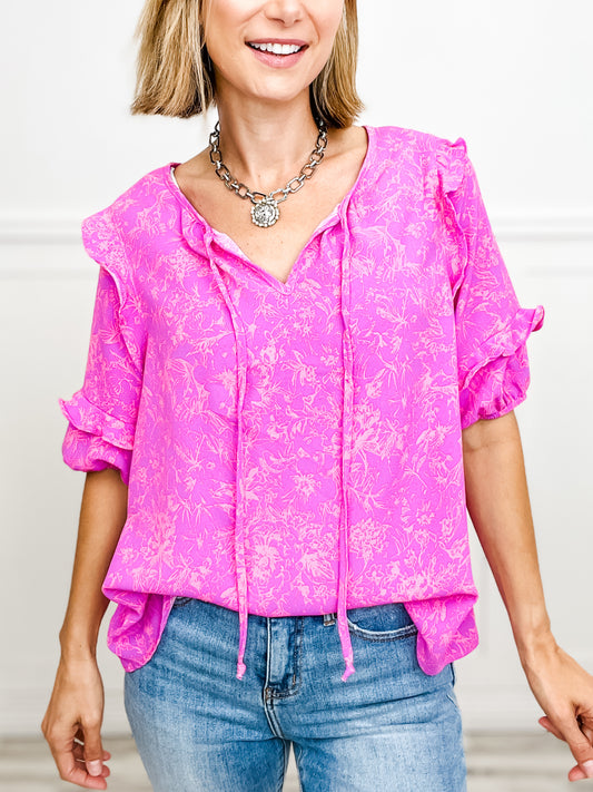 Devoted To You Sheer Dressy Top with Puff Sleeves